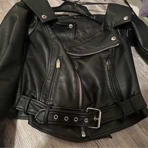 Romeo & Juliet Couture Black Leather Moto Jacket